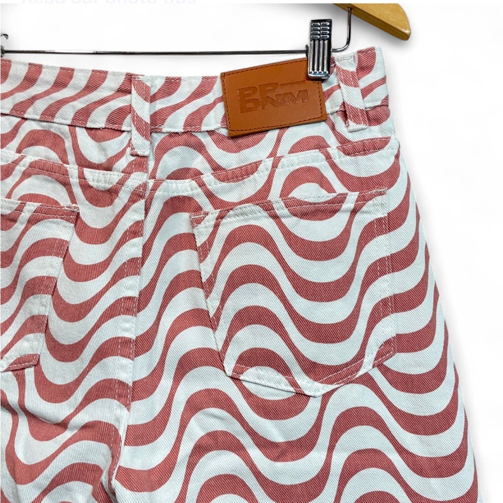 Princess Polly Puerto Denim Retro Pink White Retro Waves High Waisted Jeans Sz 4 - Picture 6 of 8